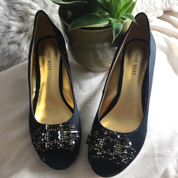 Nine West Jeweled Open Toe Pumps - Picture 1 of 3